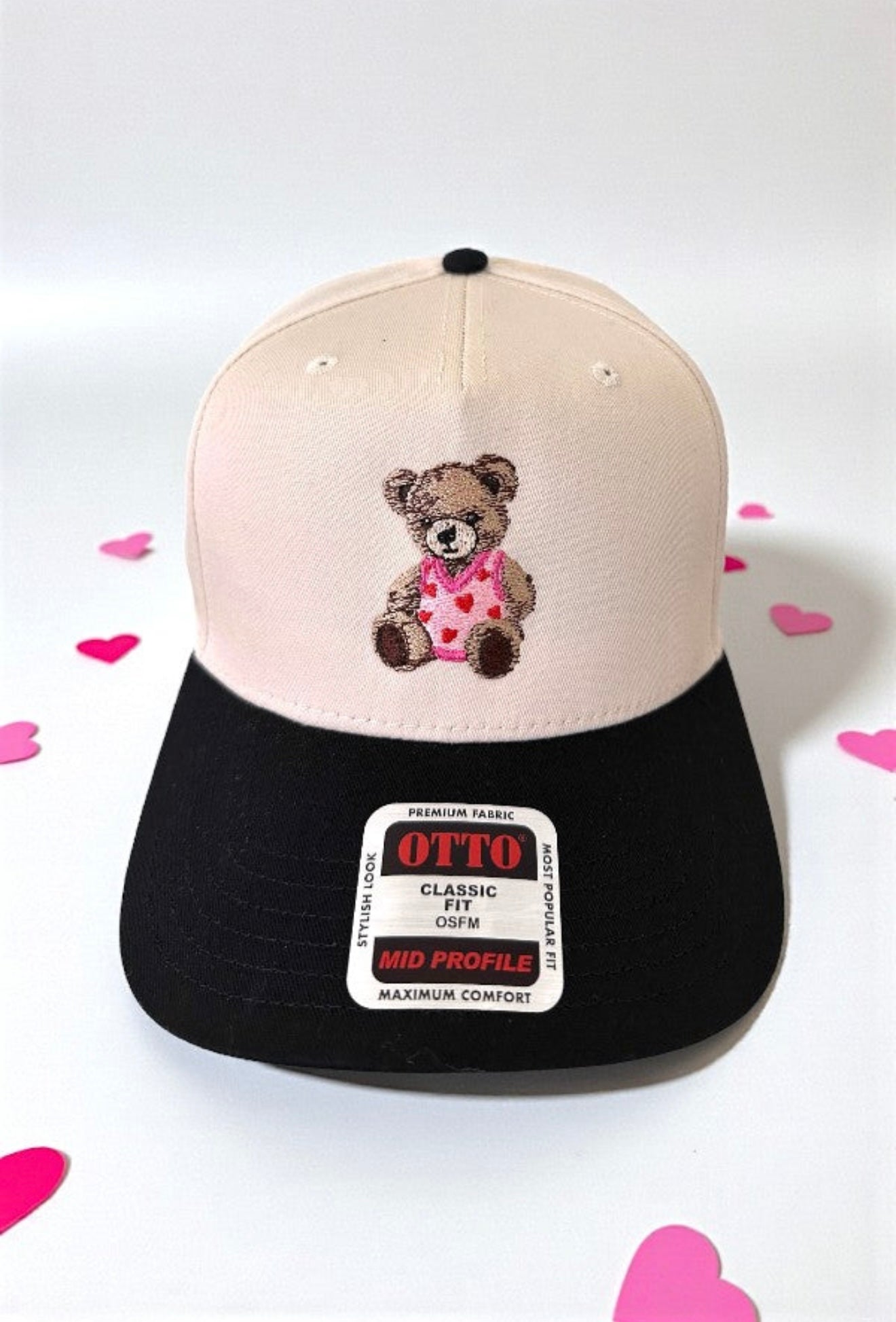 I Heart You Valentine Teddy Embroidered Hat